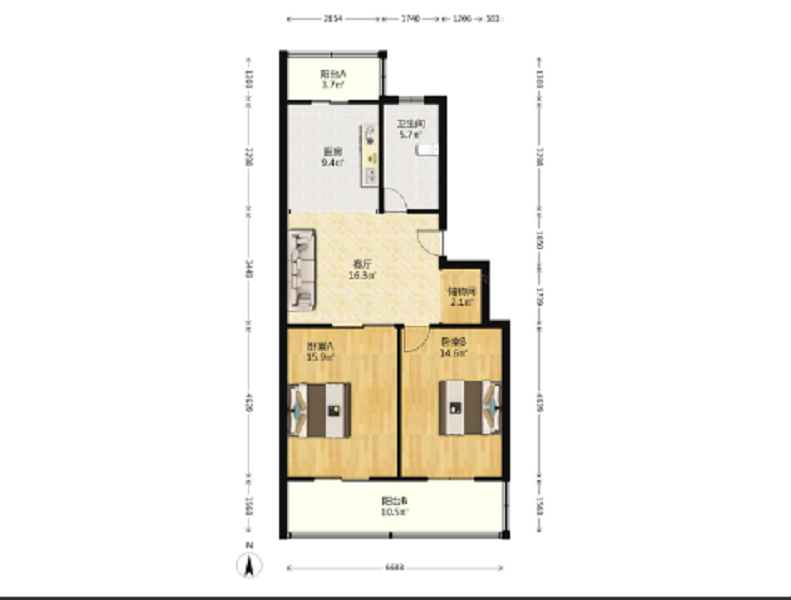 怡园新邸 2室2厅1卫 87.00m&sup2;