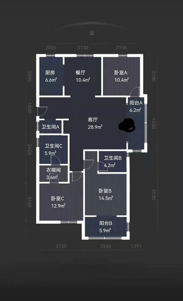 中兴兰溪荟 3室2厅3卫 143m&sup2;