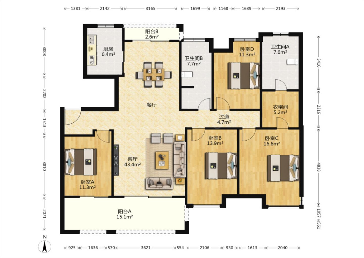 远创紫樾台 4室2厅2卫 151m&sup2;