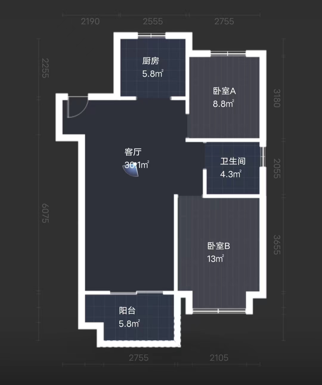 春晓熙岸 2室1厅1卫 89m&sup2;