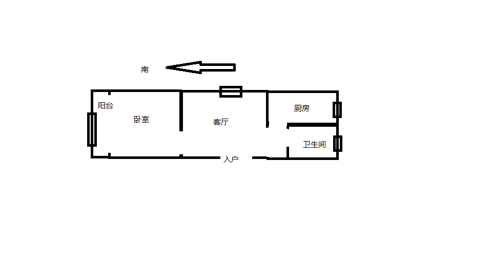 城港花苑西区 1室1厅1卫 51m&sup2;