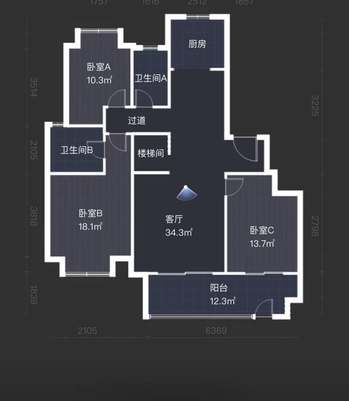 华强国际公馆 3室2厅2卫 280.00m&sup2;