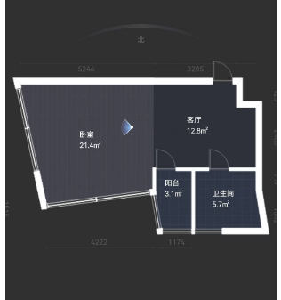 奥邦金座公寓 1室1厅1卫 60.00m²