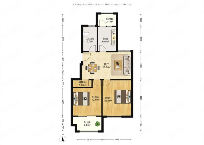 世伦佳苑 3室3厅1卫 95.00m&sup2;
