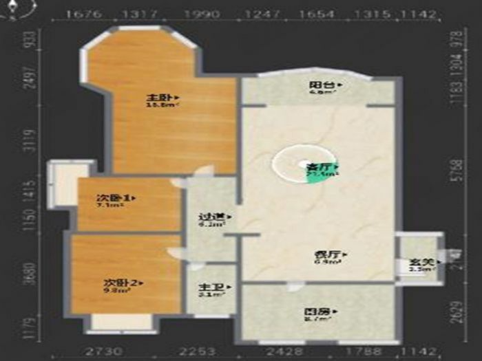 中南世纪花城二期 3室2厅1卫 118.00m&sup2;