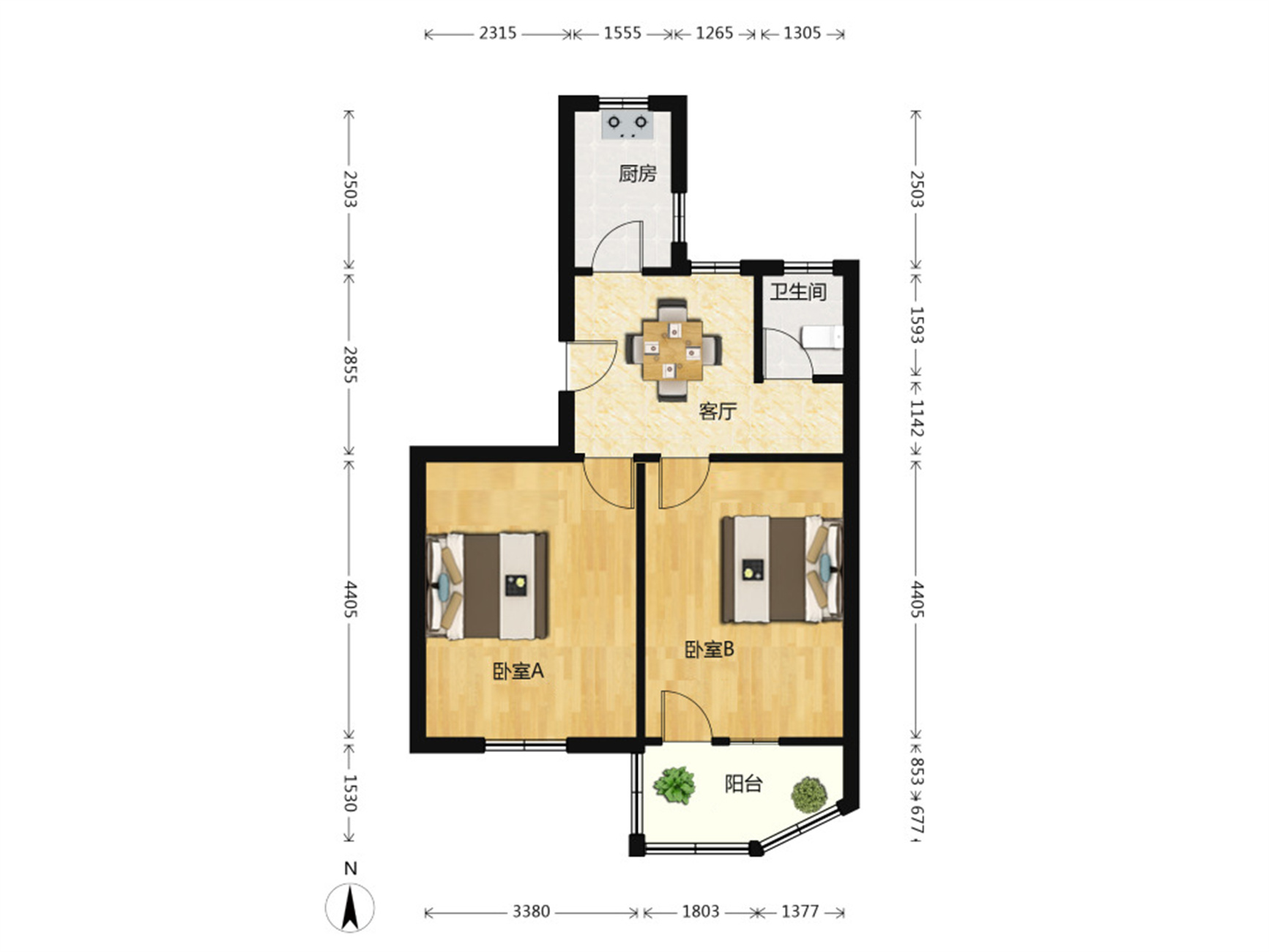 学田苑 3室2厅1卫 63.9m&sup2;
