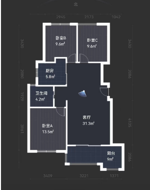 水榭花城 3室2厅1卫 94m&sup2;