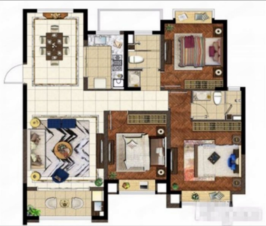 中南世纪花城三期 3室2厅2卫 130m&sup2;