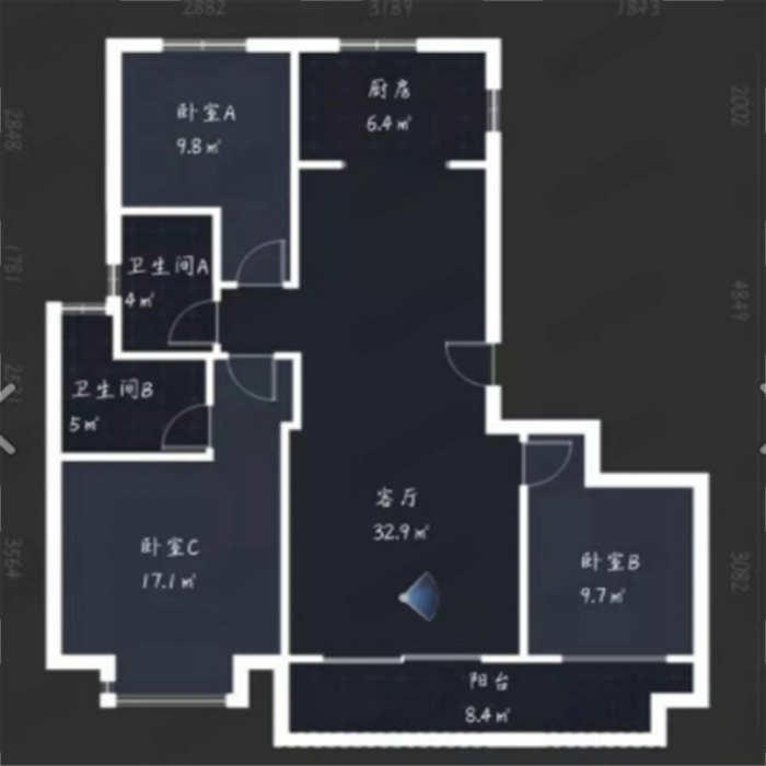 世茂云锦 3室2厅2卫 126m&sup2;