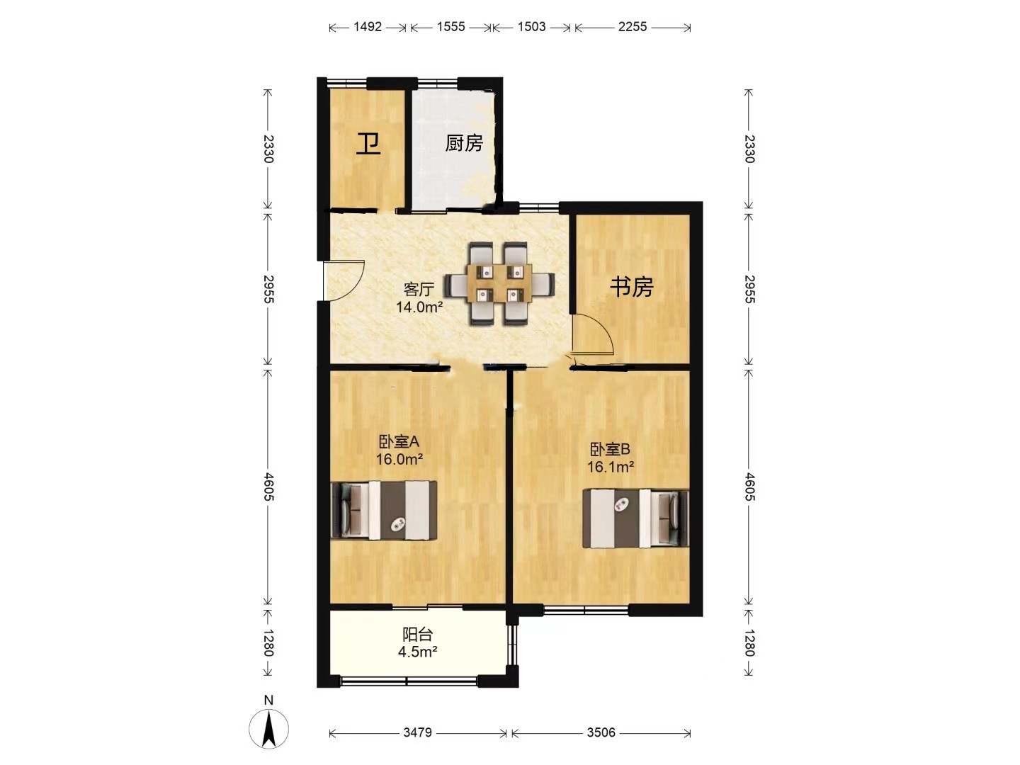 海港新村 3室1厅1卫 77m&sup2;
