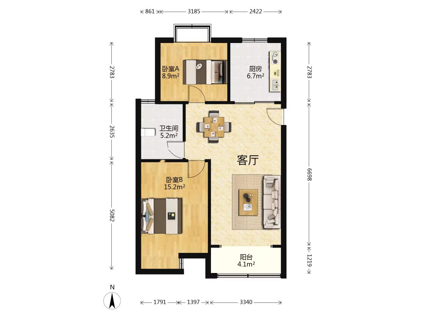 春晖花园 2室1厅1卫 80m&sup2;
