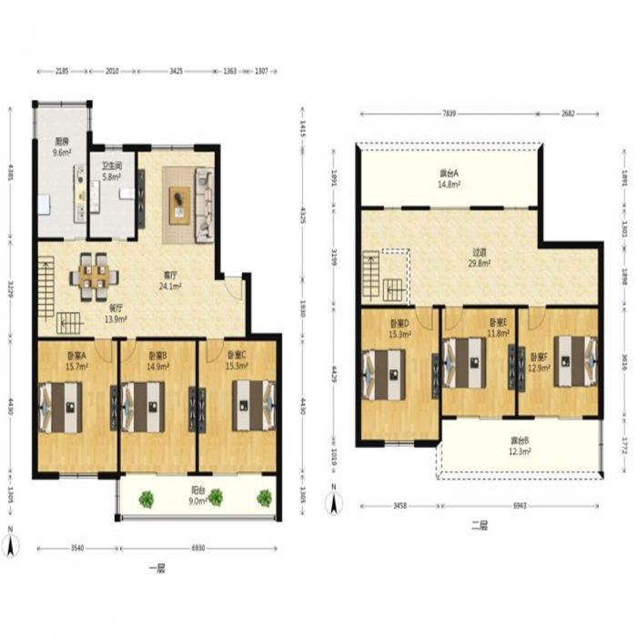 东昇花园 4室2厅2卫 134m&sup2;