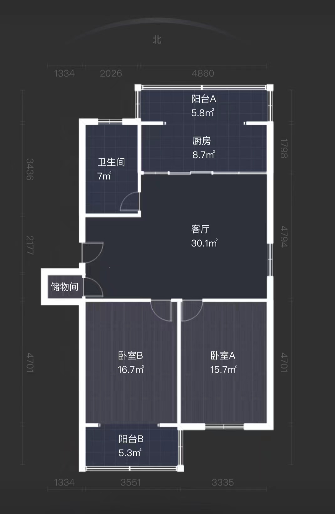 宏丰苑 2室1厅1卫 105.00m&sup2;