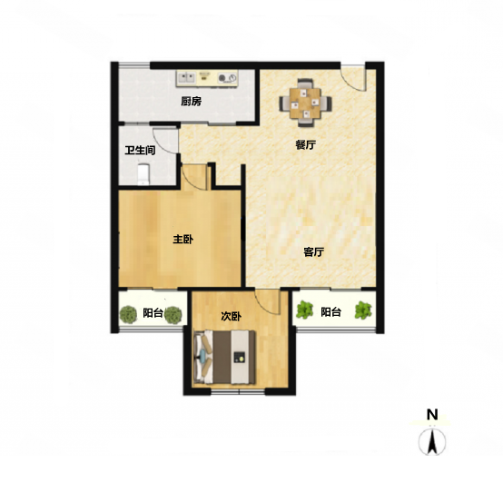 印象公馆 2室2厅1卫 92m&sup2;