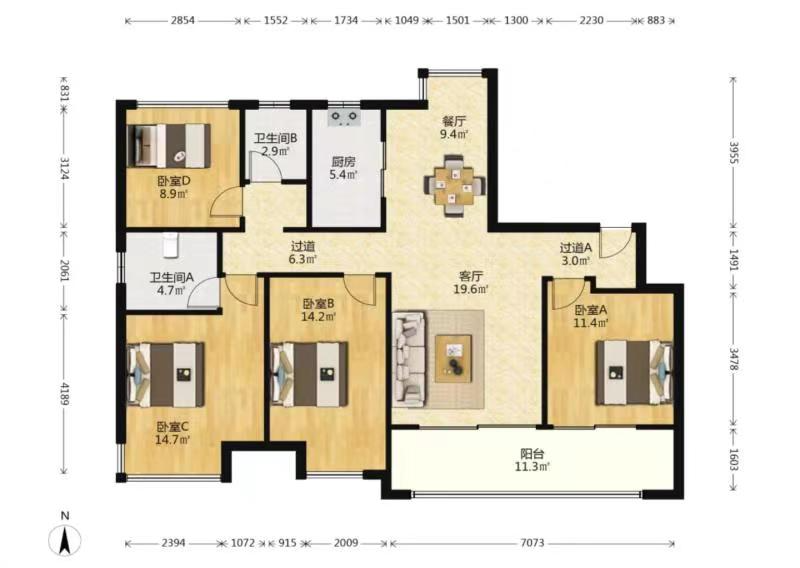 远创樾府 3室2厅2卫 132.00m&sup2;