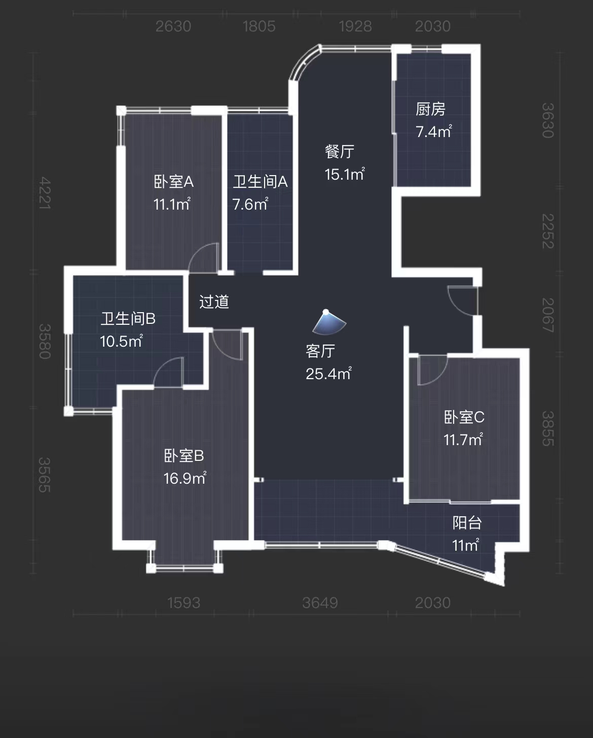 金色城品 3室2厅2卫 125.00m&sup2;