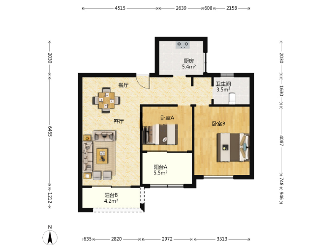江山鼎 2室1厅1卫 90.00m&sup2;