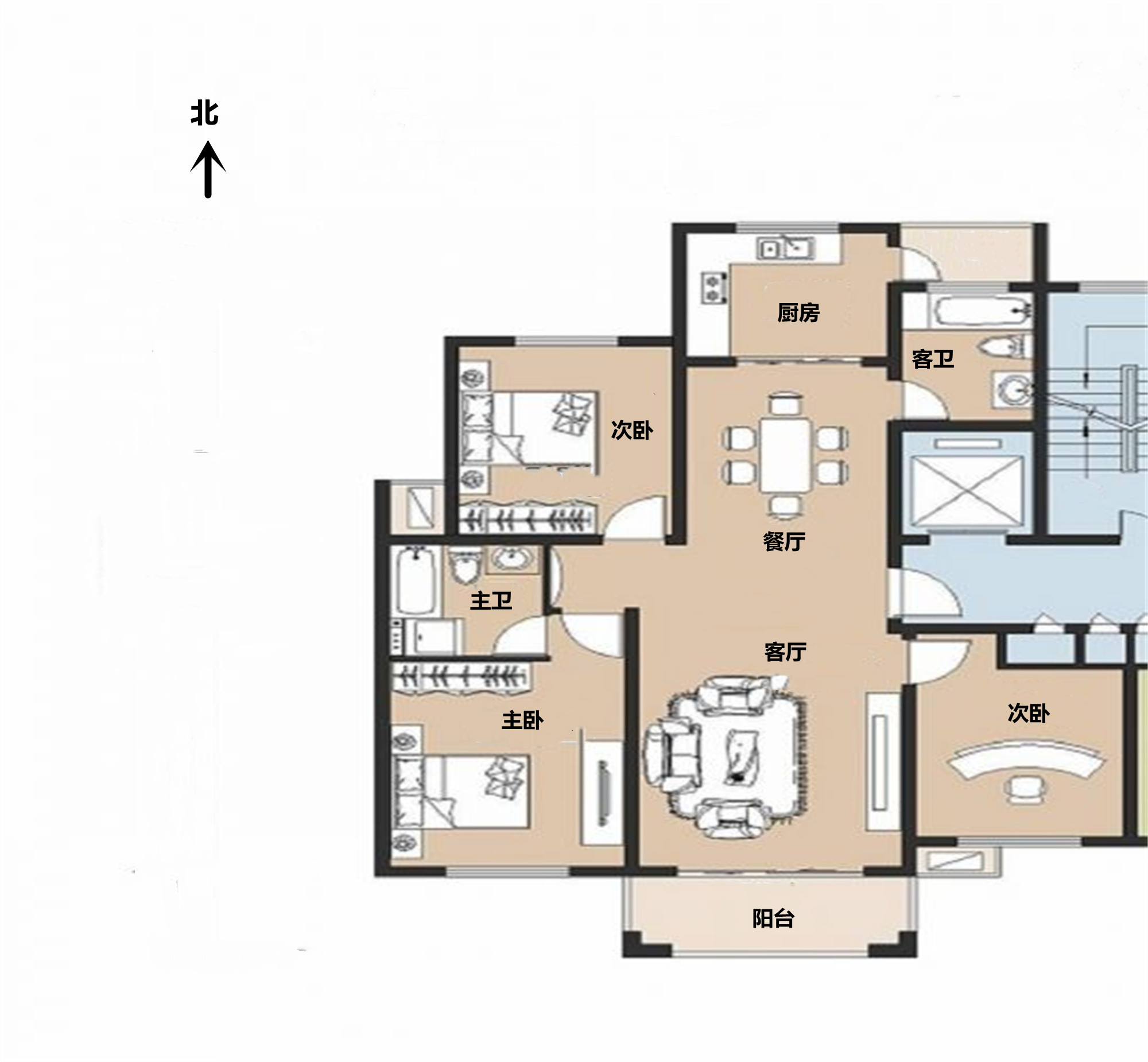 城市嘉苑 3室2厅1卫 135m&sup2;