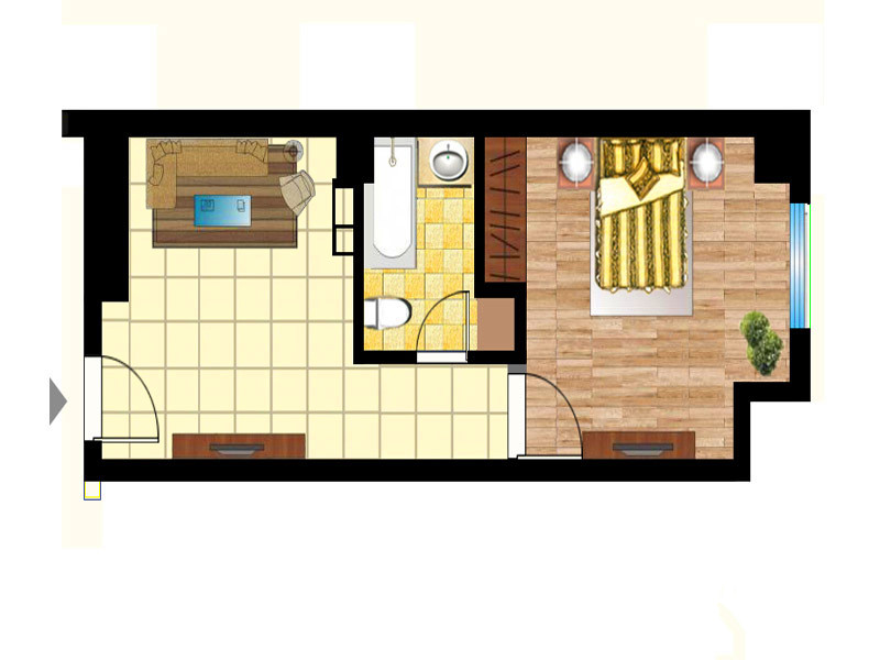 盛唐公寓 1室1厅1卫 25m&sup2;