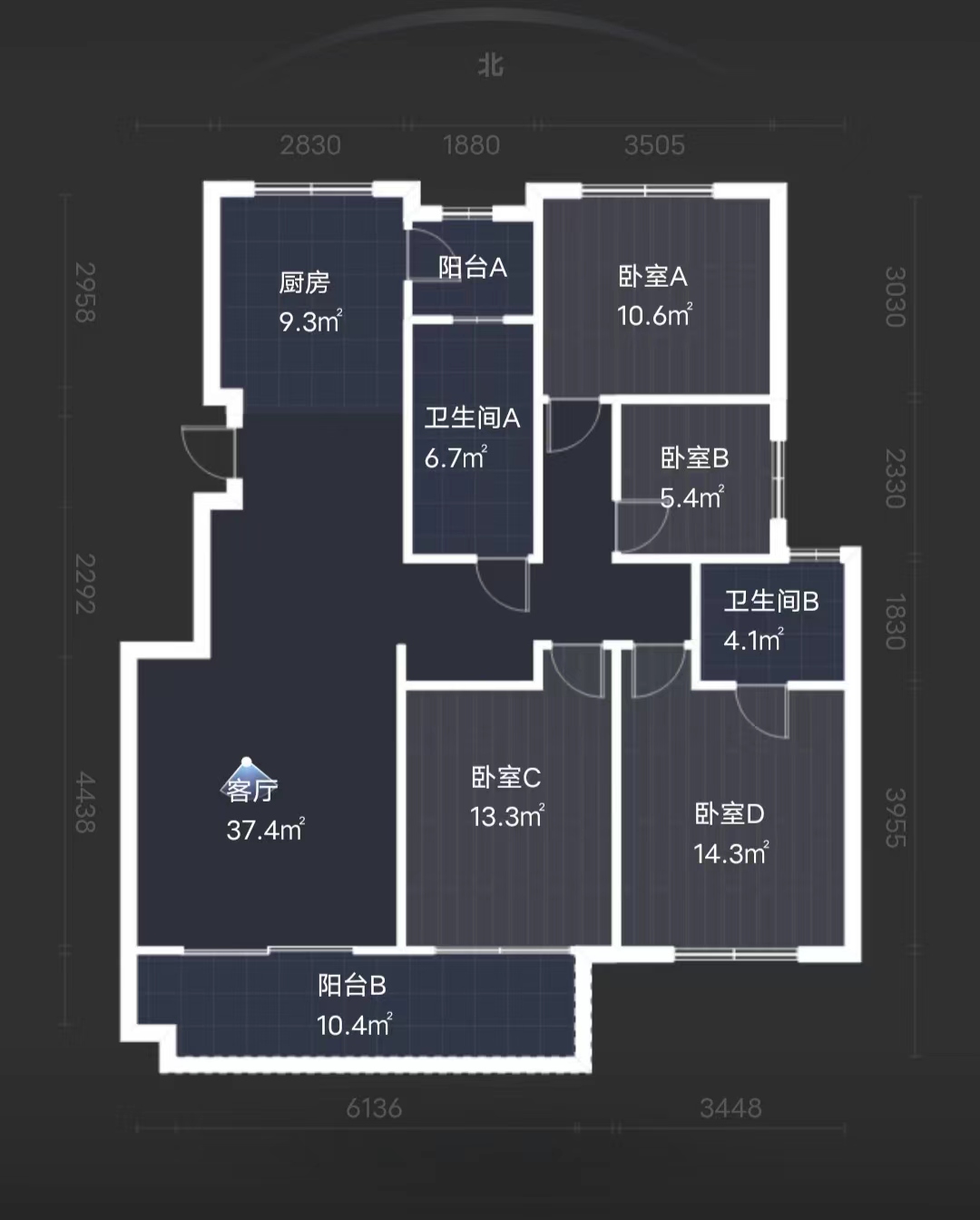 金桥花园 4室2厅2卫 132m&sup2;