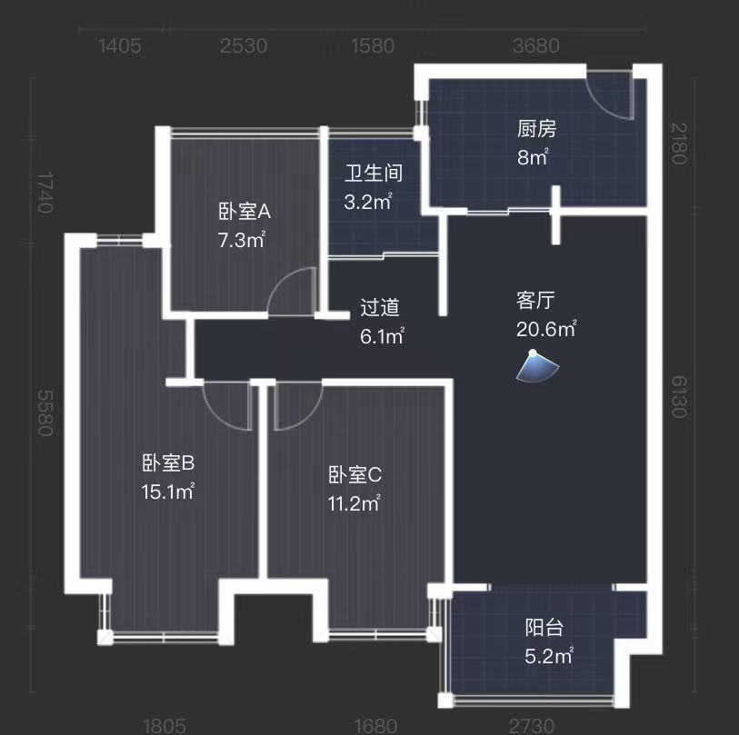 佳源都市 3室2厅1卫 97.69m&sup2;