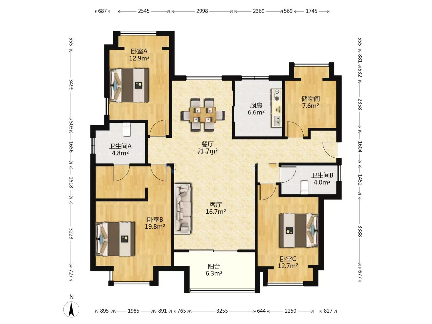 万科濠河传奇 4室2厅2卫 143.7m&sup2;