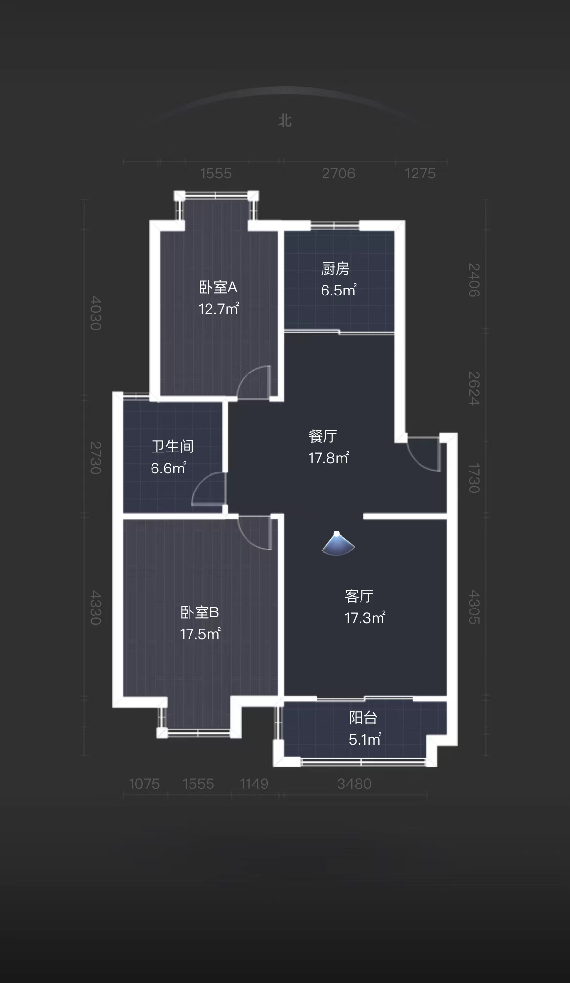 金霞南苑北区 2室2厅1卫 100.00m&sup2;