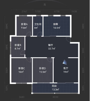 华山花苑二期 3室2厅2卫 153m&sup2;