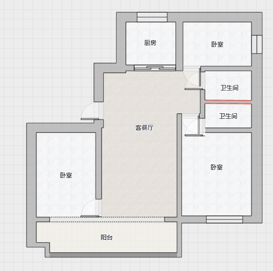 卓越万科新都会 3室2厅2卫 125m&sup2;
