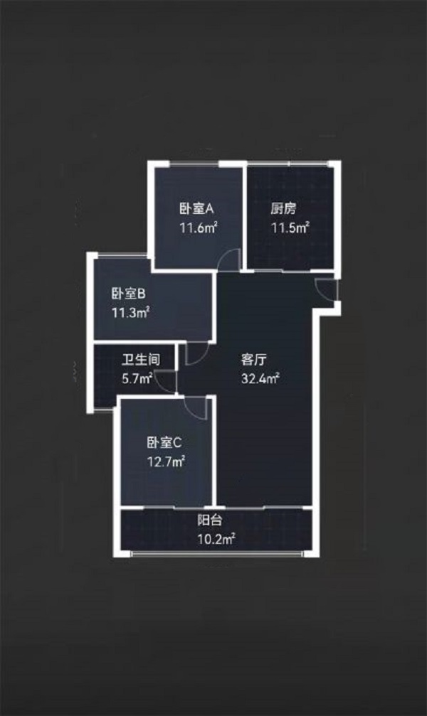 万濠星城 3室2厅1卫 119.00m&sup2;