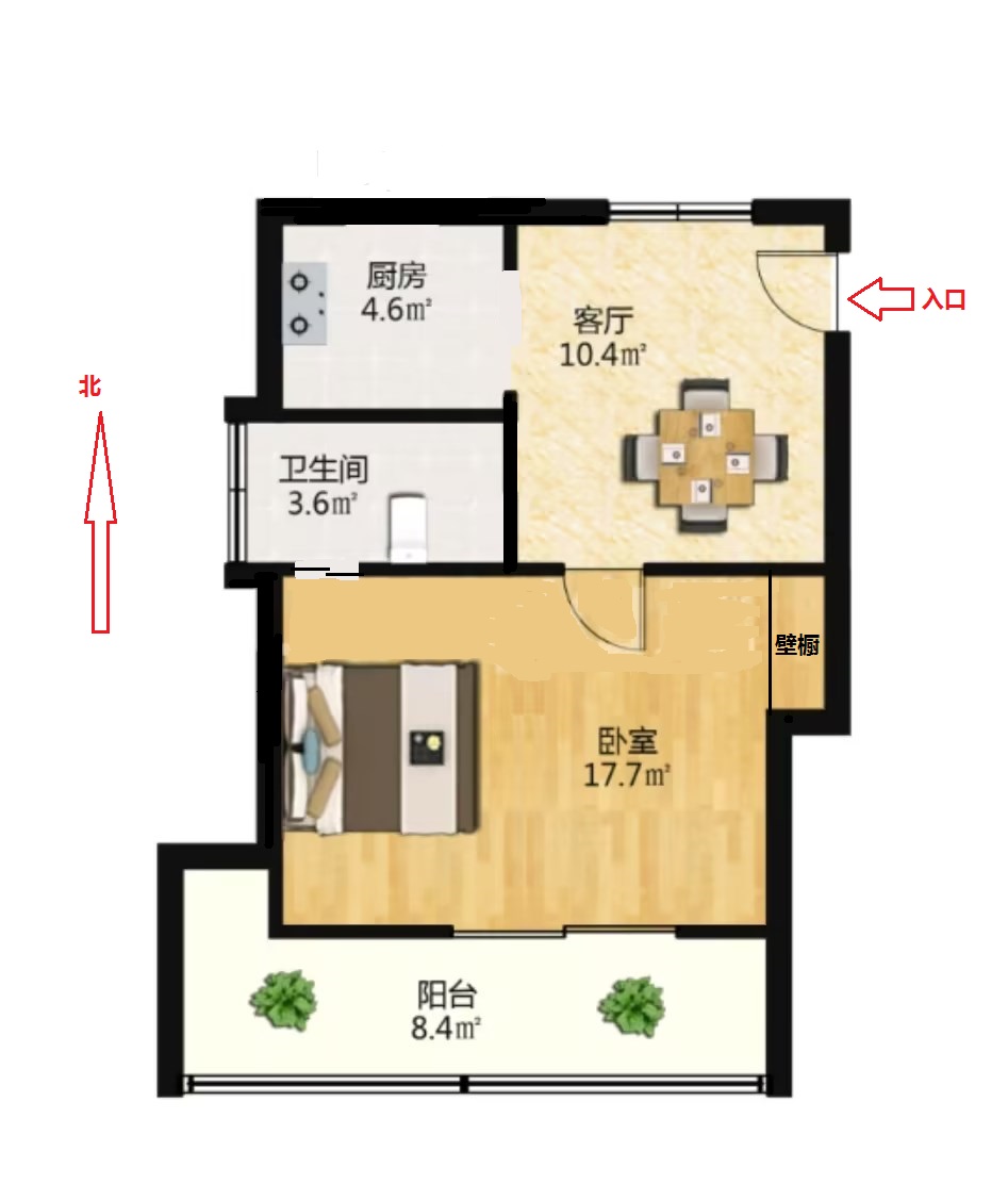 虹桥新村(朝霞路) 2室2厅1卫 53.00m&sup2;