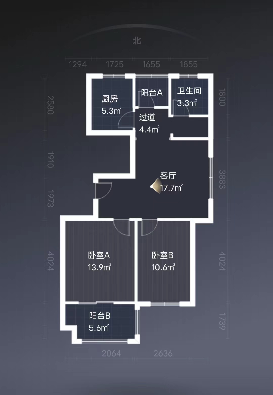 兴石花园 2室1厅1卫 83.00m&sup2;