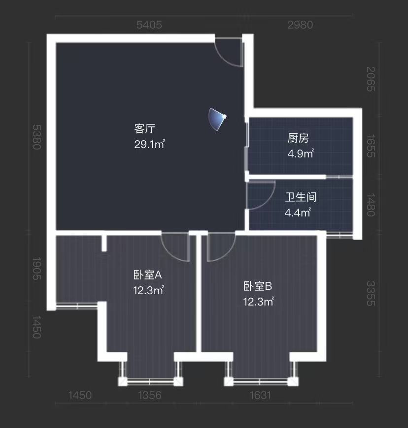 天熹苑 2室2厅1卫 78m&sup2;