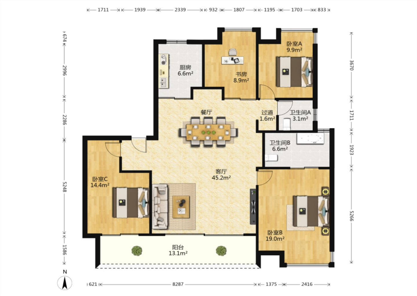 万科方圆 4室2厅2卫 160m&sup2;