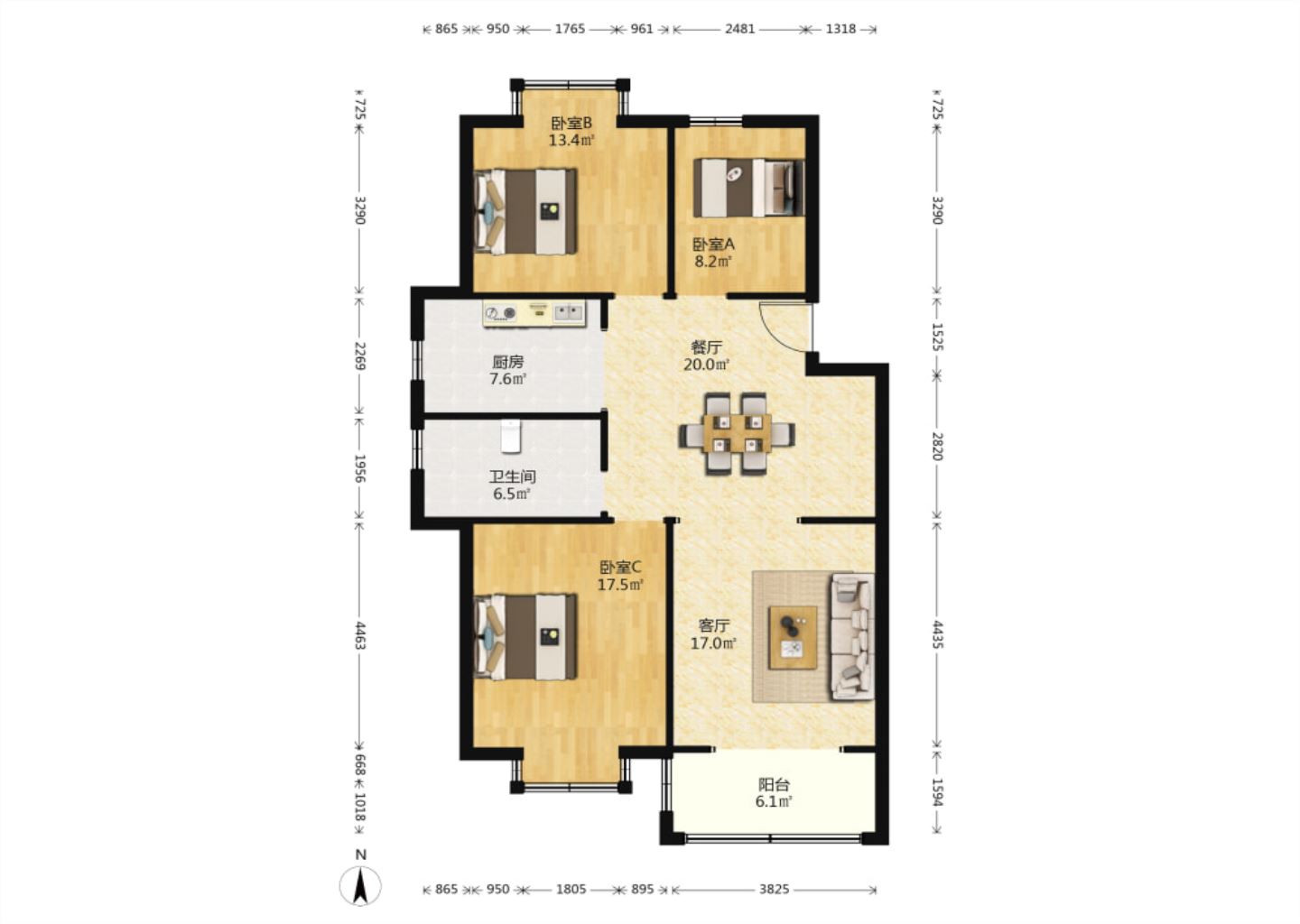 东社花苑 3室2厅1卫 112m&sup2;