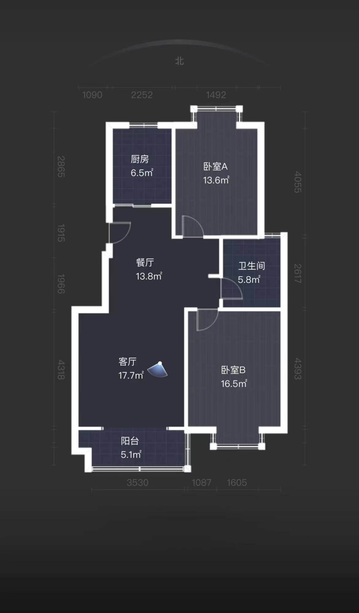 天晖苑 2室2厅1卫 95.00m&sup2;