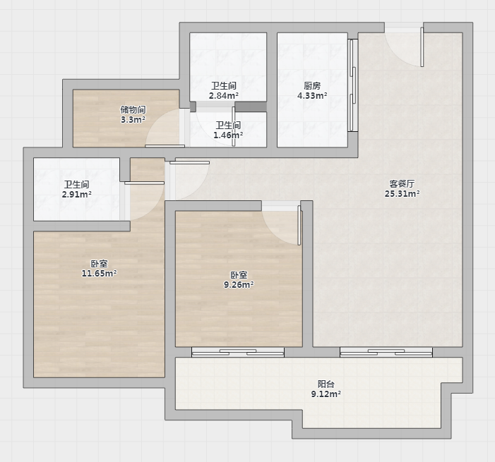 佳源都市 3室2厅2卫 111m&sup2;