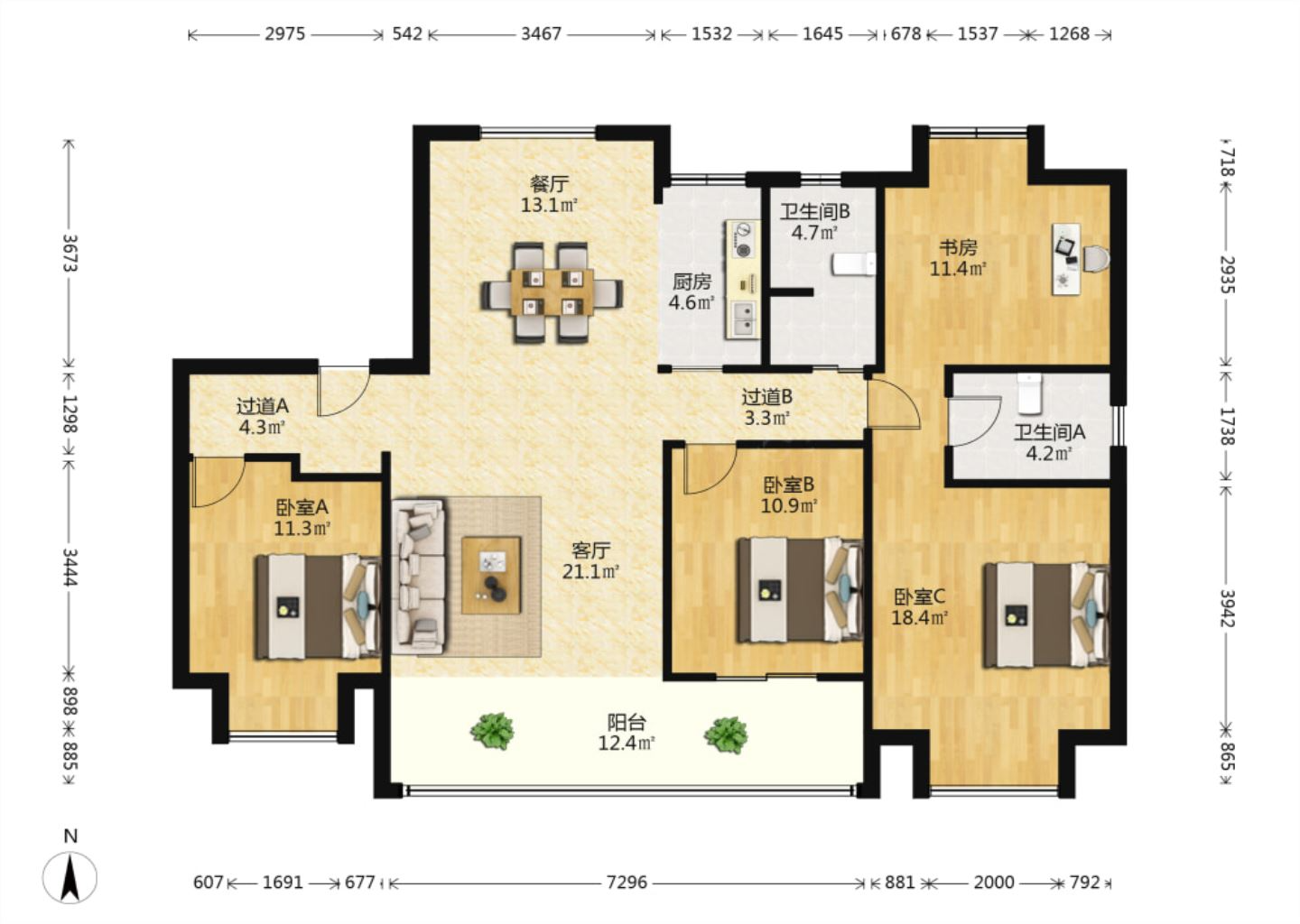 珑府 4室2厅2卫 141.92m&sup2;