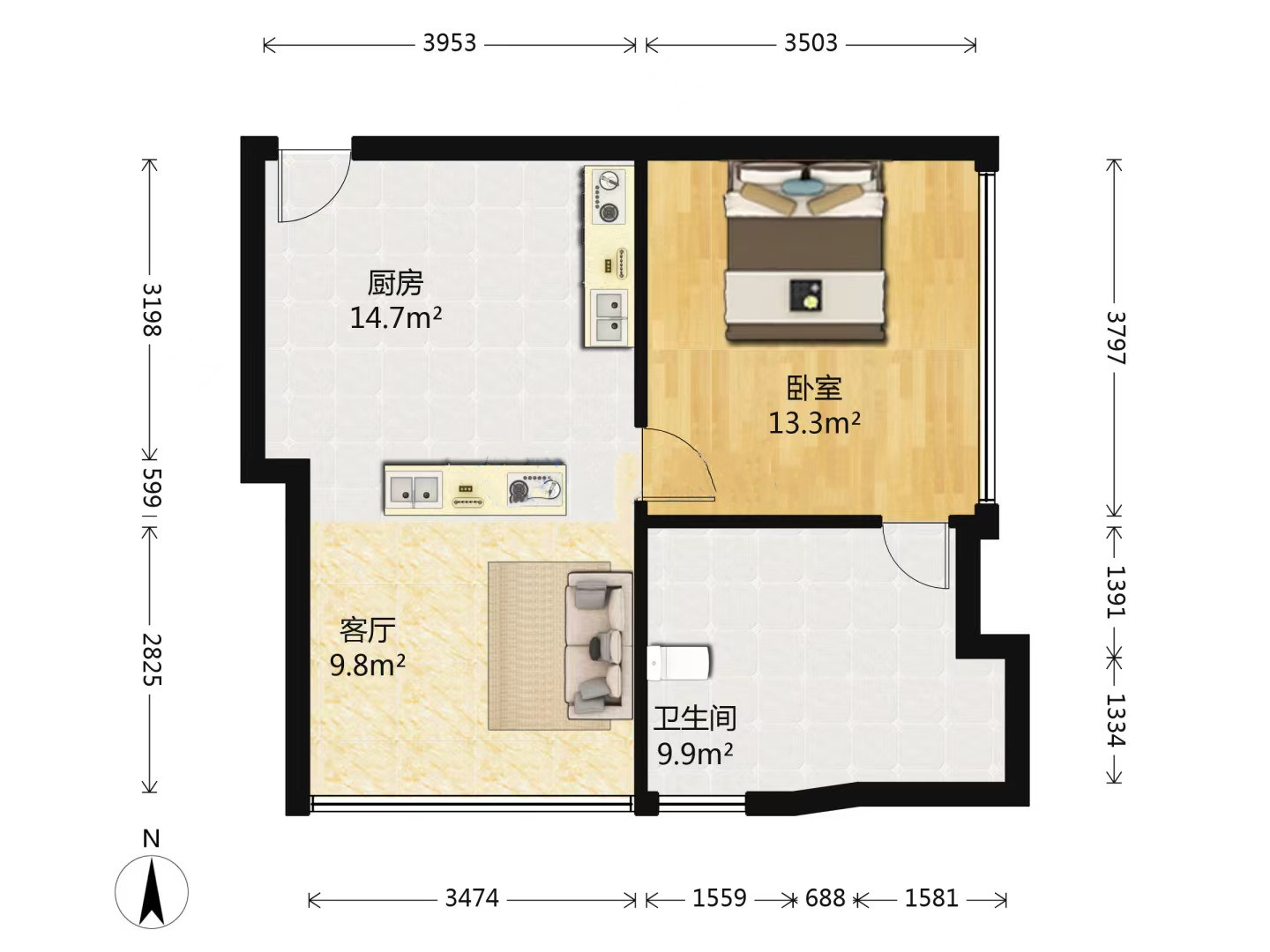 金石国际大酒店 1室1厅1卫 85.85m&sup2;