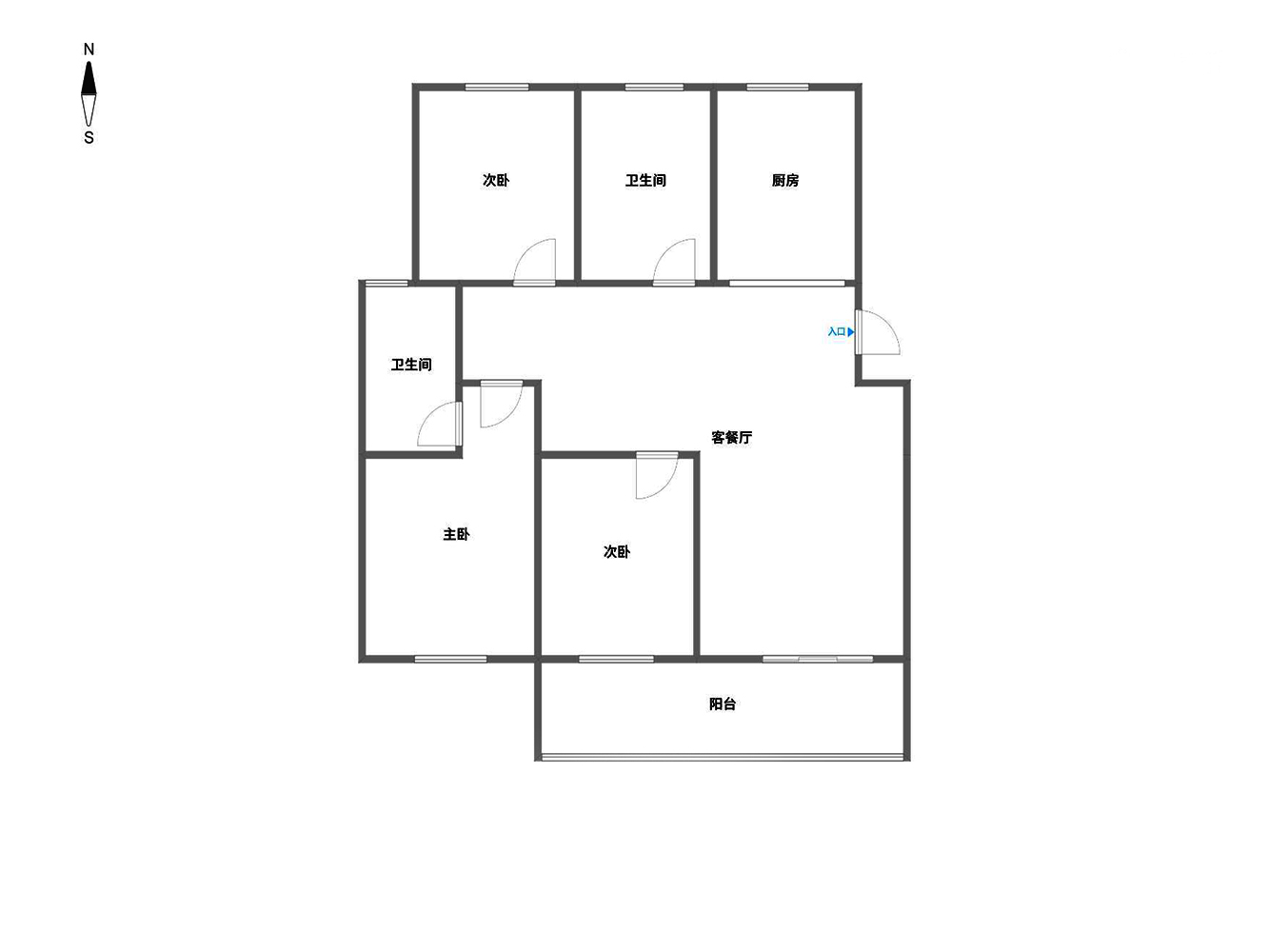 银河家园 3室2厅1卫 115m&sup2;