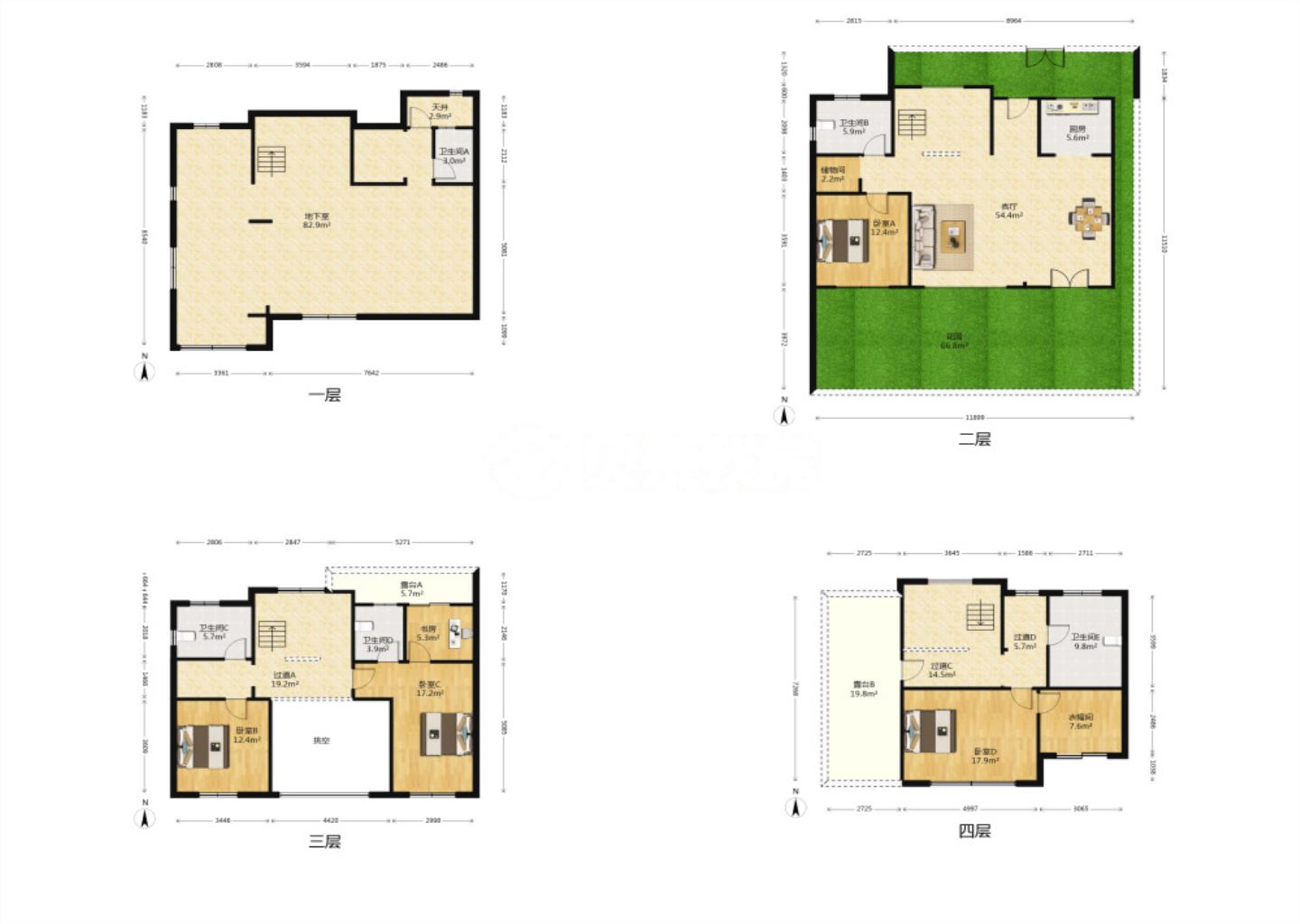 万濠山庄 4室2厅4卫 328m&sup2;