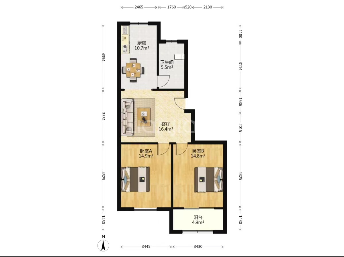 星月花园 2室1厅1卫 83m&sup2;