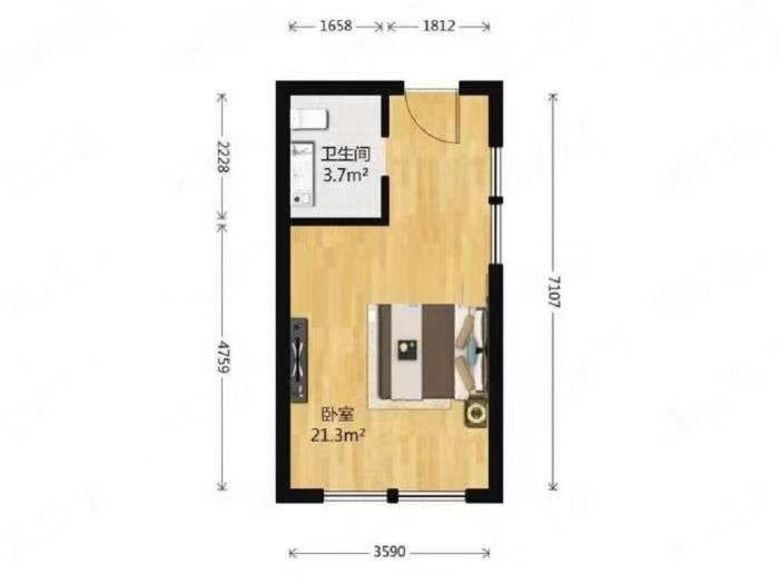 正泰江岸水苑 1室1厅1卫 45m&sup2;