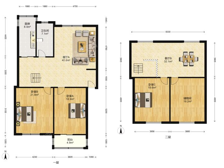 世纪新城 4室2厅1卫 189.00m&sup2;