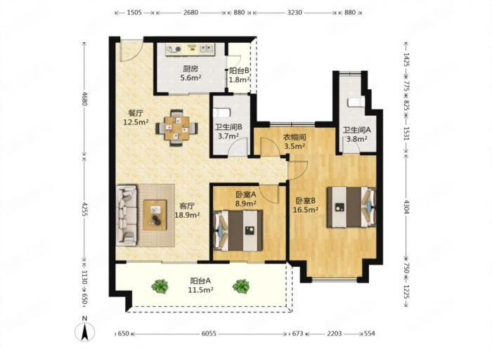碧桂园时代悦城 3室2厅2卫 114m&sup2;