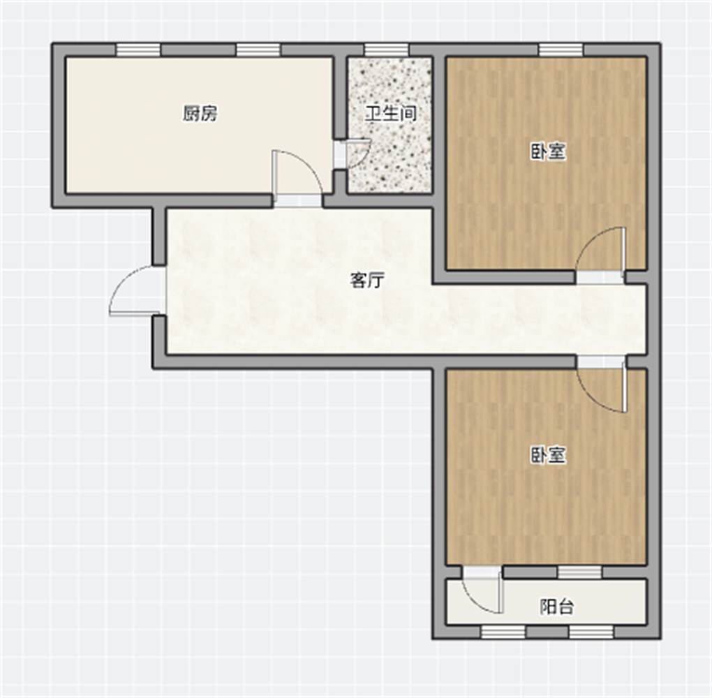 地区机关宿舍 2室1厅1卫 60m&sup2;