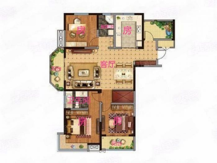 江景国际家园 3室2厅2卫 145m&sup2;