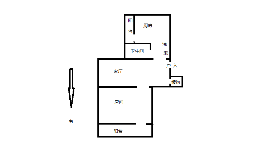 城南二村 1室1厅1卫 50m&sup2;