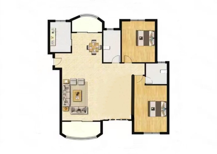 高迪晶城 2室2厅2卫 161.25m²