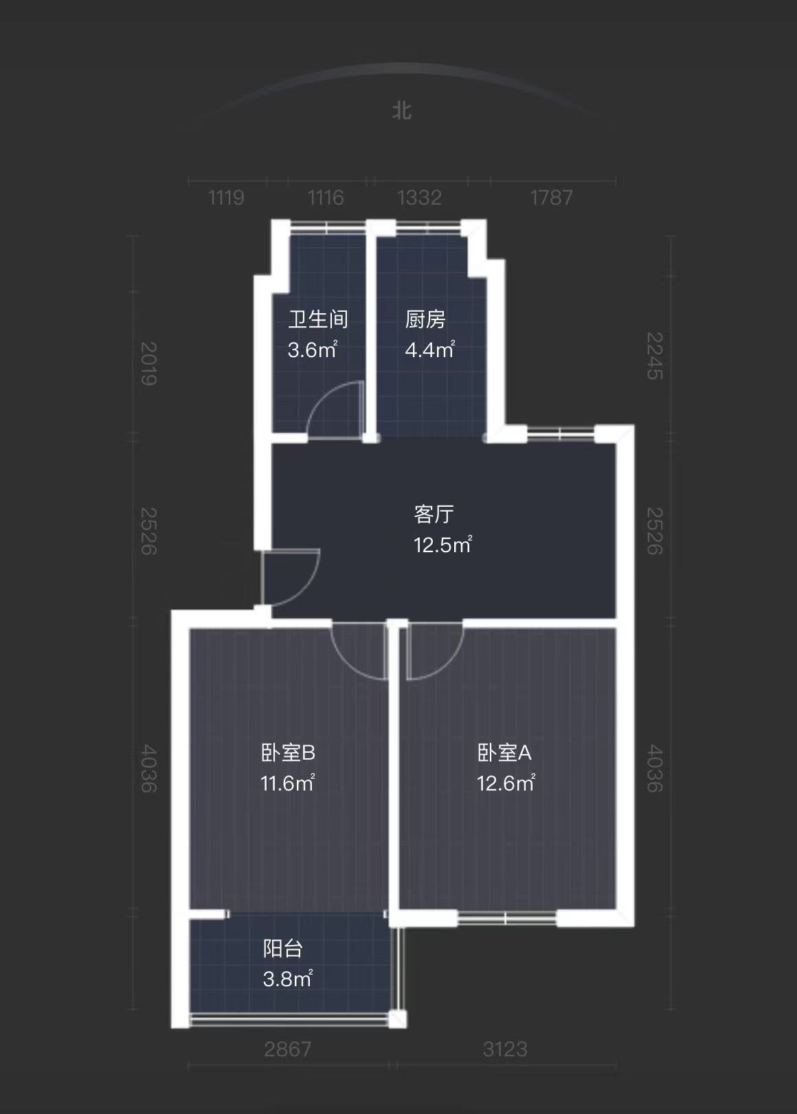 曙光社区 2室2厅1卫 60.00m&sup2;